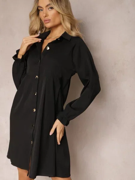 Rochie Cămașă Cloș Mini Nofexi neagră