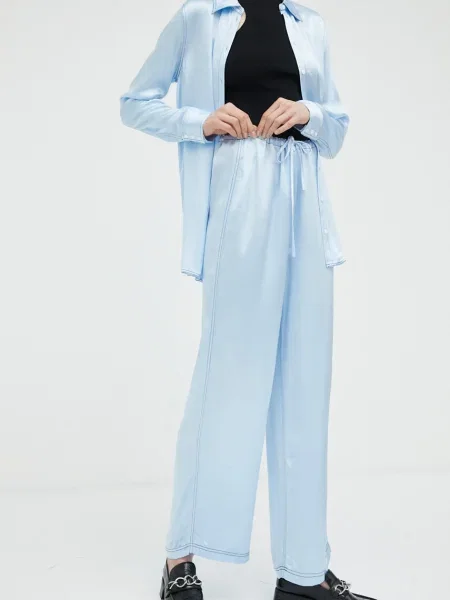 Résumé spodnie niebieski szerokie high waist