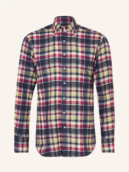 Artigiano Flanelová Košile Classic Fit růžová/ tmavě modrá/ žlutá modrá