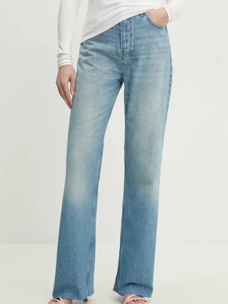 Дънки Answear Lab с висока талия синьо