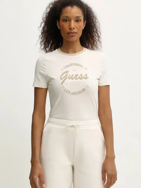 Тениска Guess GALA дамска бежово