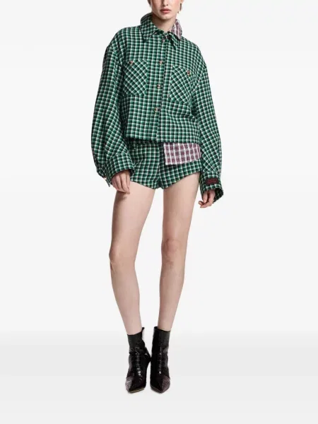 Pantaloni scurți Essentiel Antwerp în carouri verde