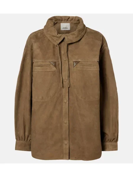 Top Isabel Marant din piele de căprioară maro