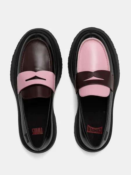 Кожени мокасини Camper TWS с платформа черно