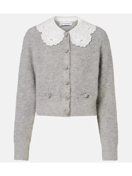 Cardigan Self-portrait din dantelă gri