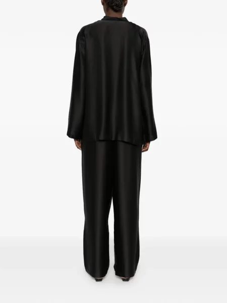 Lung pijamale Silkylicious din satin negru