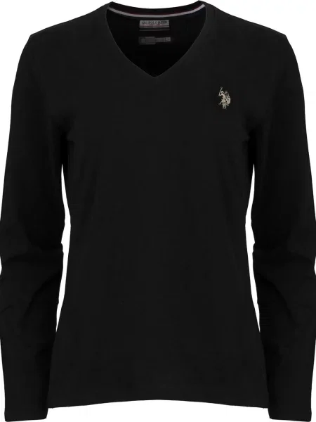 Tricou polo U.s. Polo Assn. cu mâneci lungi lung negru