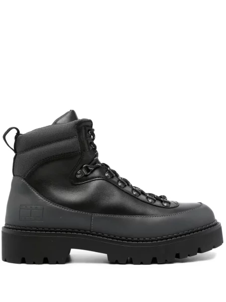 Botine Tommy Jeans din piele negru