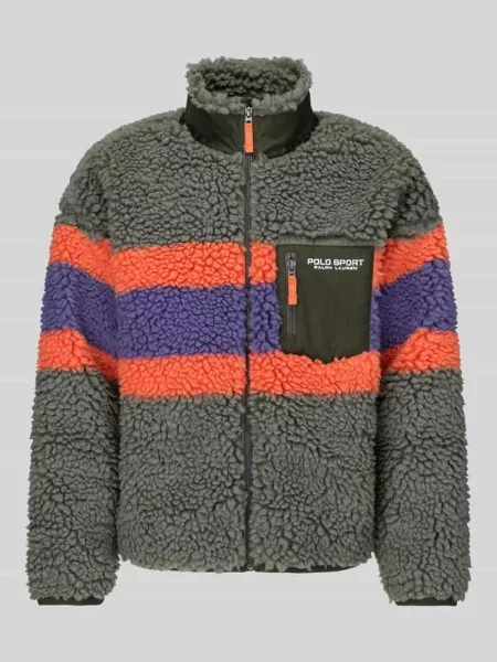 Kurtka typu teddy z kontrastową brustaszą Polo Ralph Lauren oliwkowa