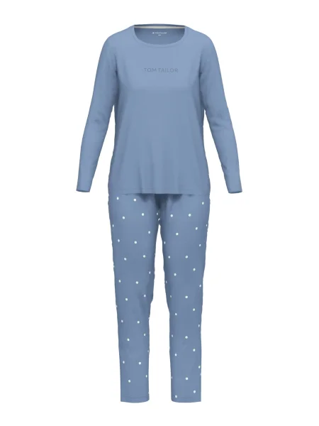 TOM TAILOR Pijama albastru deschis alb