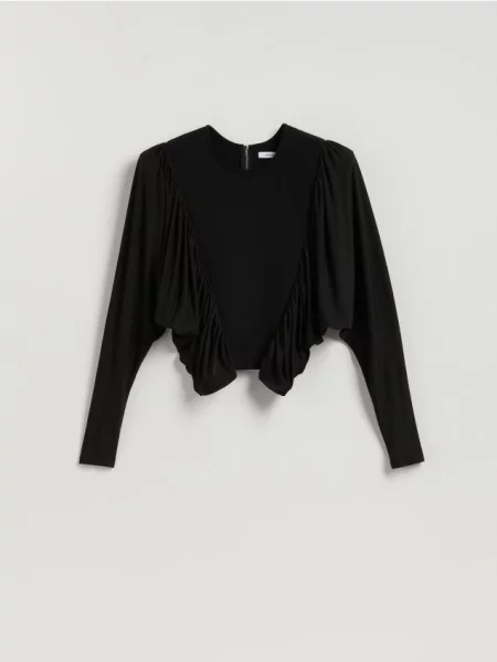 Reserved Bluză cu umeri întăriți negru