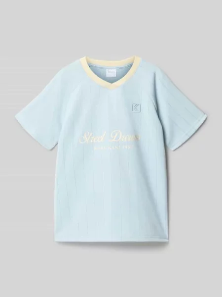 T-shirt w kroju regular fit z haftowanym logo Karl Kani błękitna