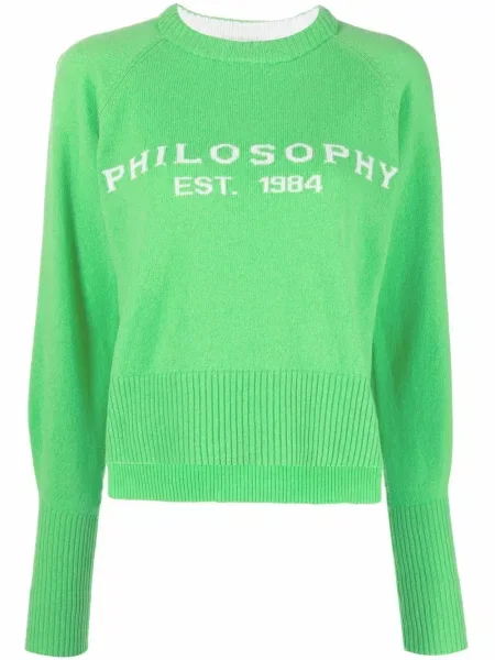 Pulover Philosophy Di Lorenzo Serafini cu decolteu rotund verde
