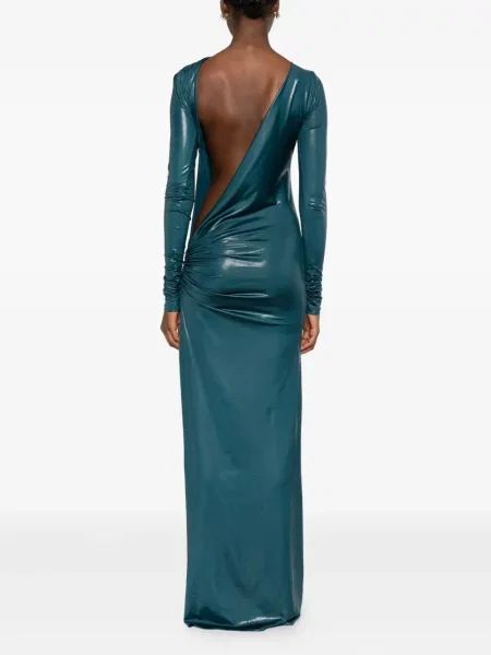 Lung rochie The Andamane drapată albastru