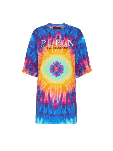 Tie dye sukienka koszulowa Philipp Plein wiązana