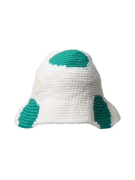 Dzianinowy kapelusz Moncler w grochy biały