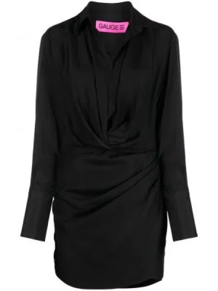 Rochie tip cămașă Gauge81 de mătase negru