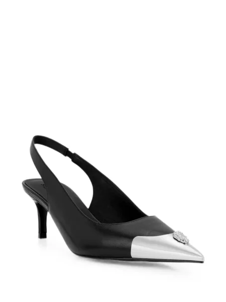 Pantofi cu toc Philipp Plein din piele slingback negru