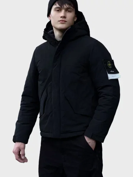 Твілова куртка Stone Island з камінням чорна