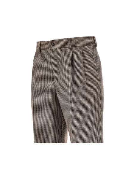 Spodnie Emporio Armani w kratę tweedowe brązowe