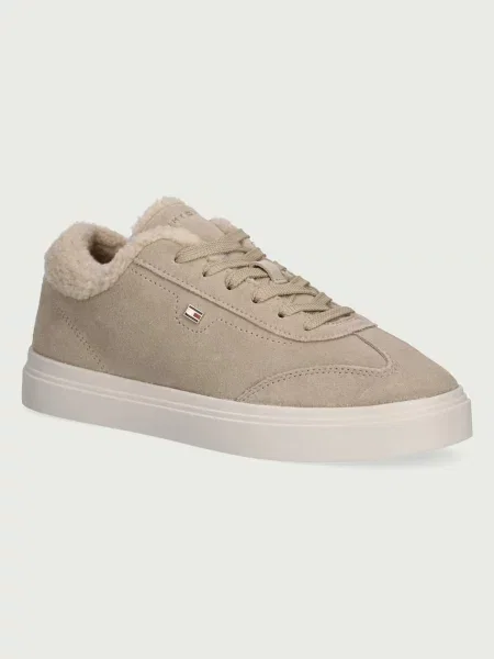 Tommy Hilfiger TH CHIC CUPSOLE WL sneakers pentru femei din piele întoarsă bej