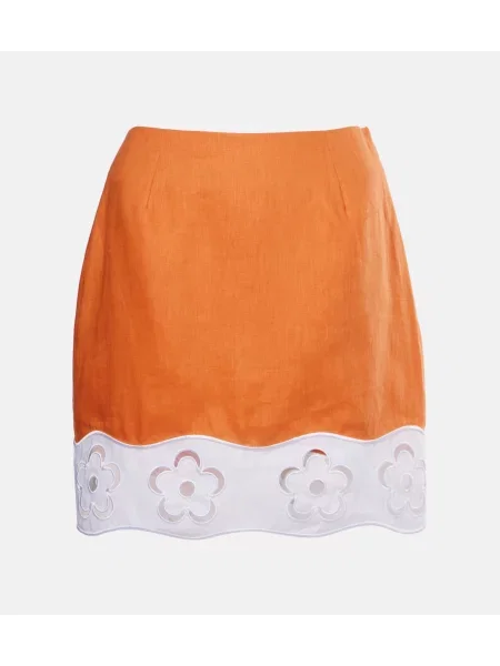 Fustă Staud cu broderie de in portocaliu