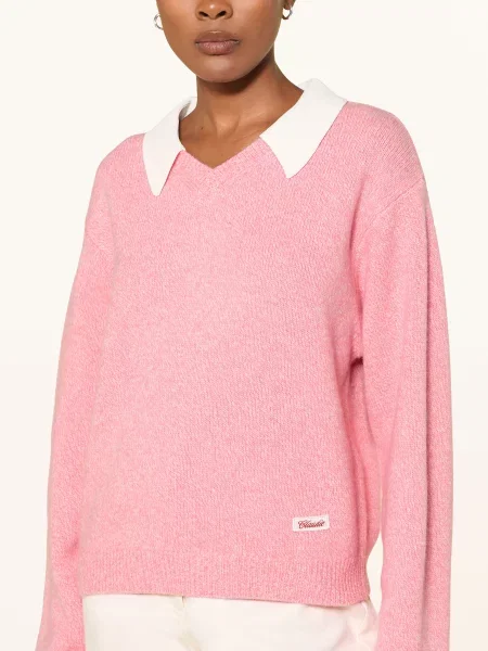 Claudie Pierlot Sweter Z Odpinanym Kołnierzem pink różowy