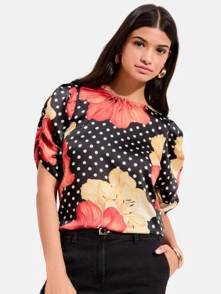 Friends Like These Bluză galben deschis / roșu / negru / natural alb