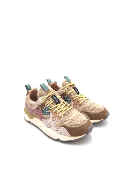 Sneakersy Flower Mountain skórzane w kwiatki beżowe