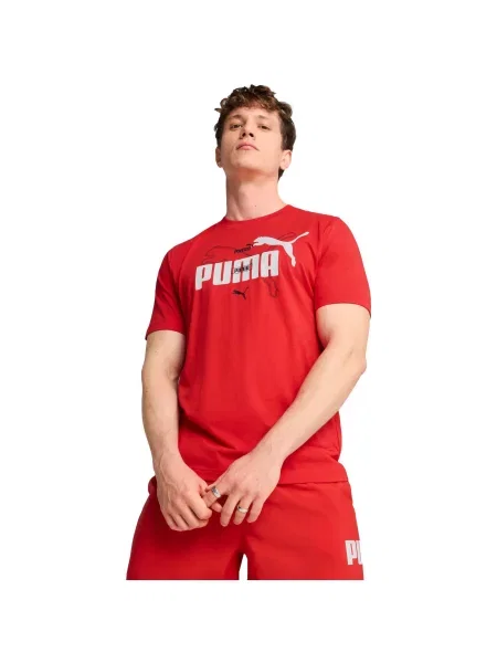 Koszulka Puma Ess Logo Lab Summer Tee czerwona