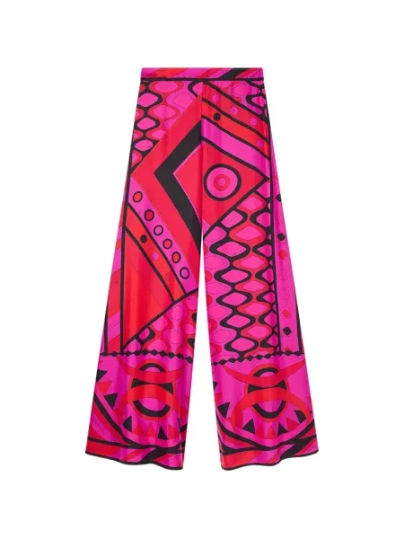 Pantaloni palazzo Pucci de mătase cu imagine roz