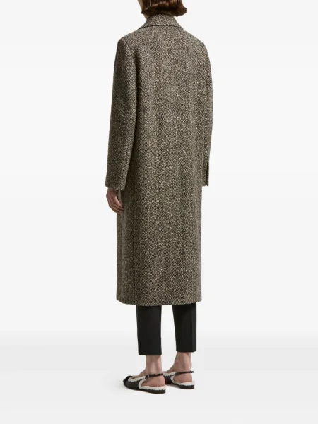 Palton Peserico din tweed cu model herringbone maro