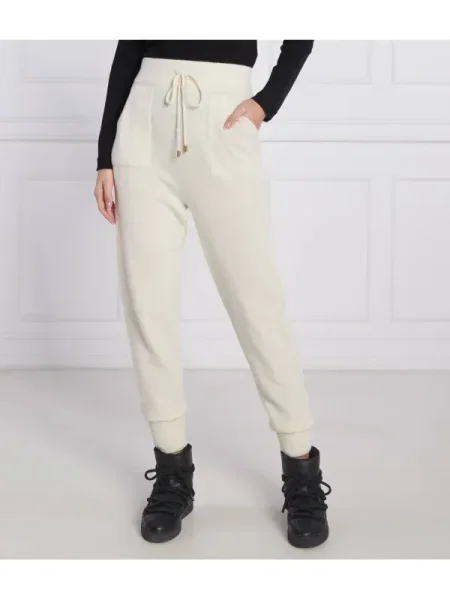 TWINSET De lână pantaloni de tricot cu adaos de cașmir alb