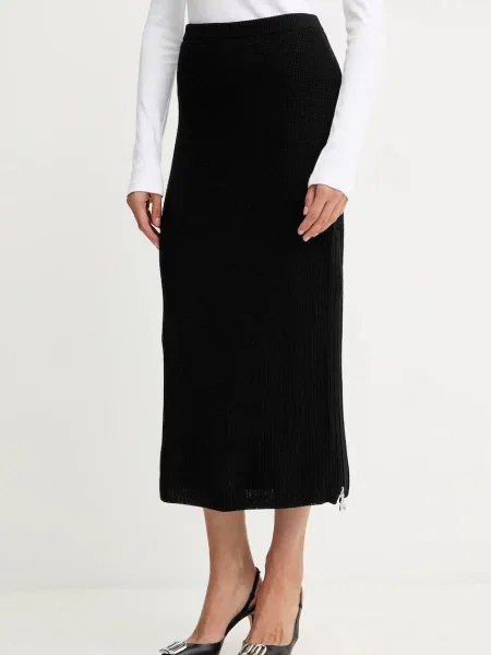Patrizia Pepe spódnica z dodatkiem wełny midi ołówkowa czarny