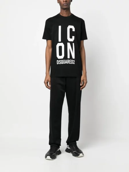 Raštuotas marškinėliai Dsquared2 juoda