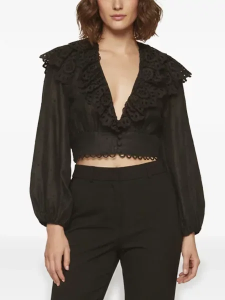 Decupat top Zimmermann cu broderie negru
