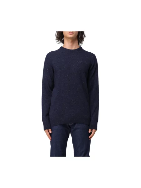 Barbour sweter wełniany granatowy ciepły niebieski