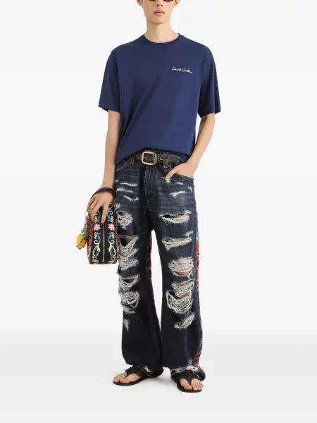 Tričko Dolce & Gabbana s autogramem modré