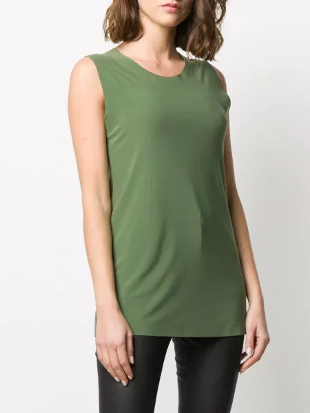 Top Norma Kamali cu decolteu rotund verde
