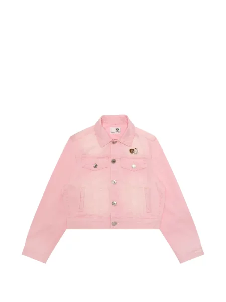 Kailio apdaila džinsinė striukė Aape By *a Bathing Ape® su kailiu rožinė