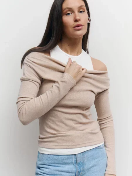 Лонгслів Lilove бавовна/віскоза бежевий