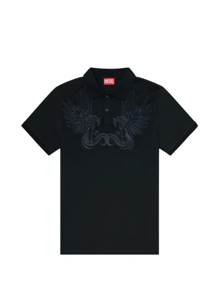 Tricou polo Diesel cu broderie negru