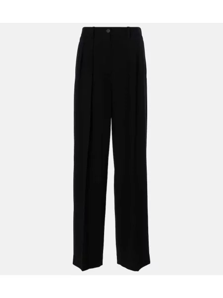 Pantaloni The Row de lână negru