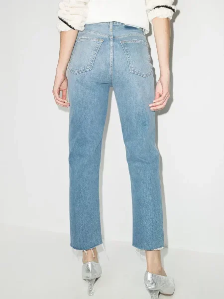 Proste jeansy Re/done z kamieniami niebieskie