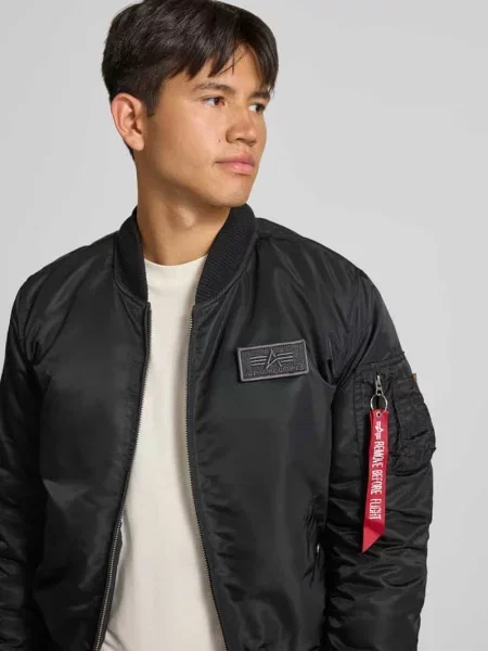 Lniany kurtka bomber Alpha Industries czarny