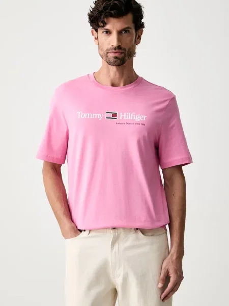 Tommy Hilfiger t-shirt ανδρικό ροζ