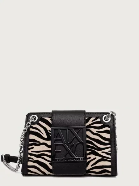 Armani Exchange geantă crossbody pentru femei cu imitație de piele întoarsă negru