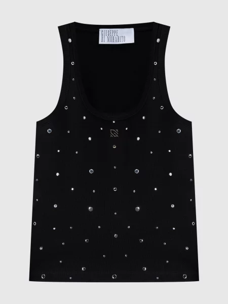 Топ в рубчик з кристалами Giuseppe Di Morabito Milano чорний