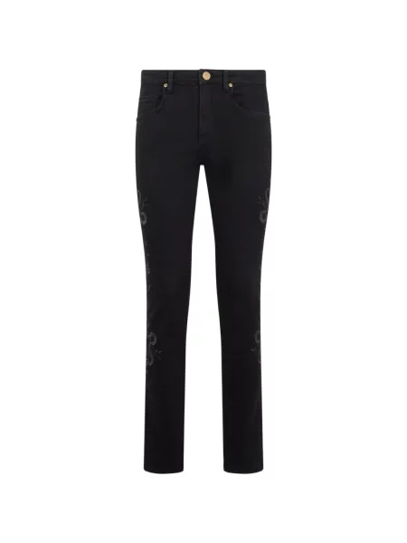Decupat blugi Roberto Cavalli cu model piele de șarpe negru