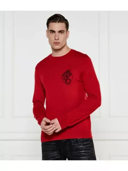 Armani Exchange Kötött pulóver gyapjú hozzáadásával piros